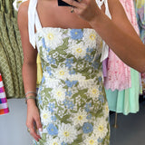 Floral embroidered bow tie dress (size large left)