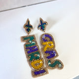 MARDI GRAS BEADED EARRINGS