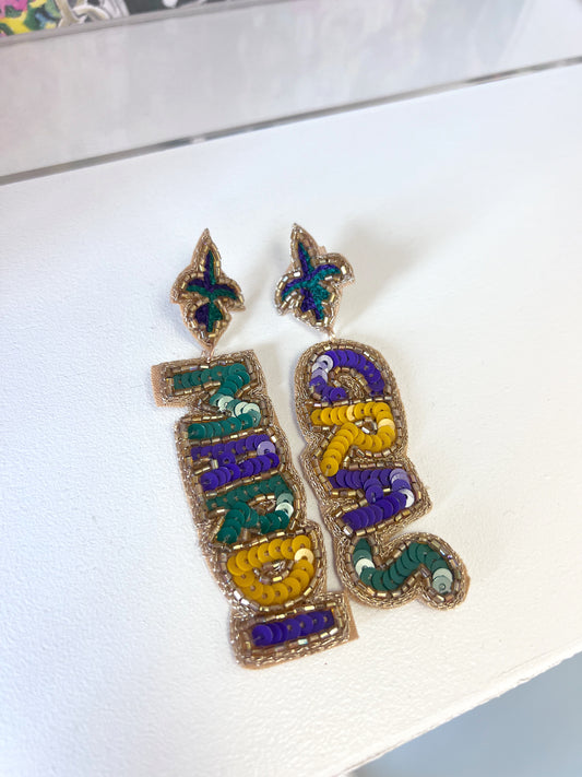 MARDI GRAS BEADED EARRINGS