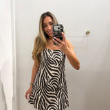LBK CREAM ZEBRA OPEN BACK DRESS