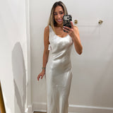 LBK SILVER CHIC SATIN MAXI DRESS