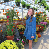 Denim Longsleeve Button Down Hem Dress