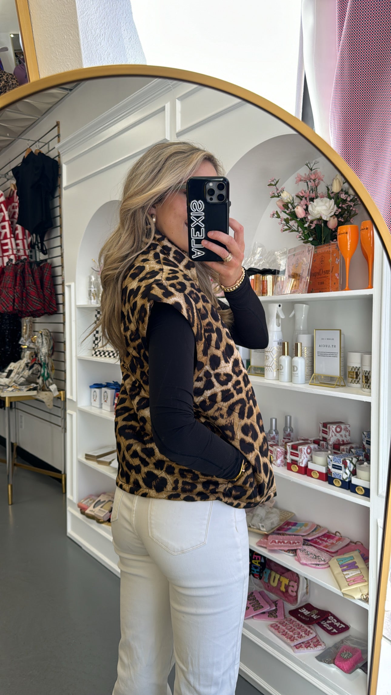 CHEETA PRINTED QUILTED VEST