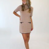 BEIGE BUTTON UP POCKET DRESS (size small left)