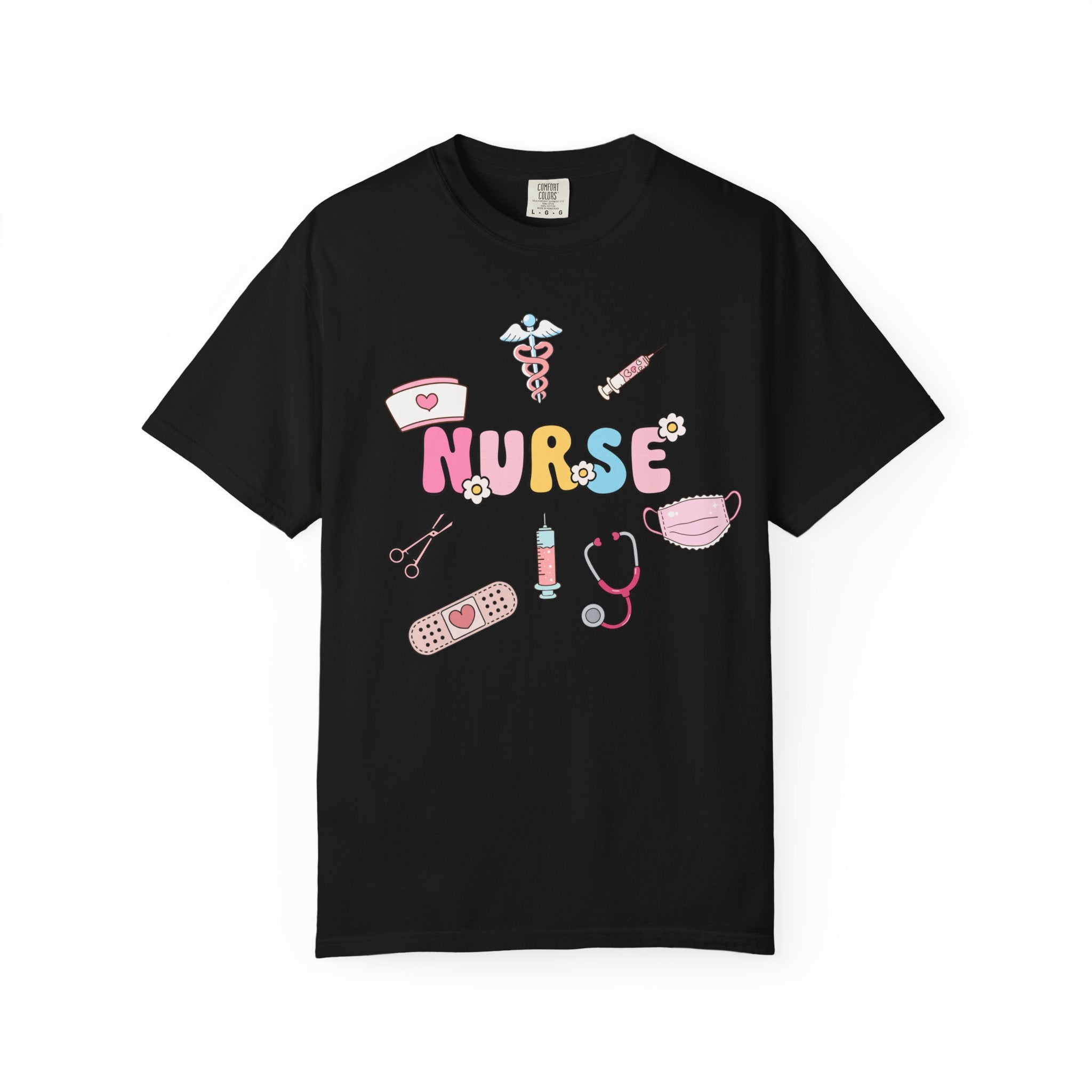 Nurse Cute Icons T-Shirt | Pastel Medical Graphic Tee for Nurses