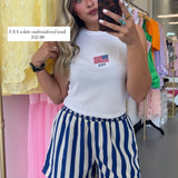 BLUE & WHITE STRIPED SHORTS