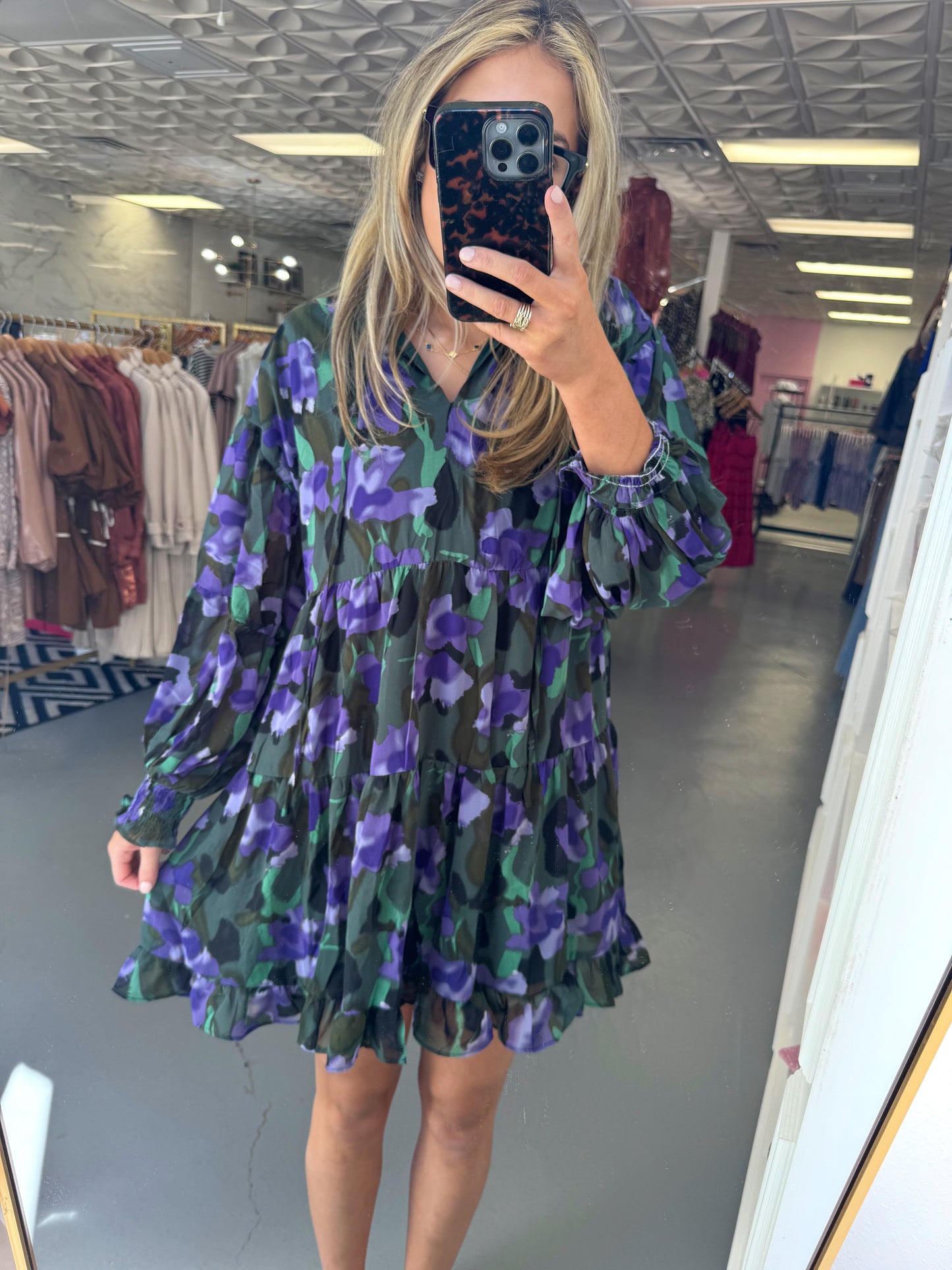 PURPLE FLORAL CHIFFON DRESS