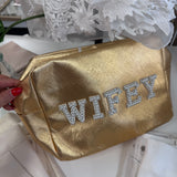 GOLD METALLIC WIFEY COSMETIC BAG