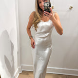LBK SILVER CHIC SATIN MAXI DRESS