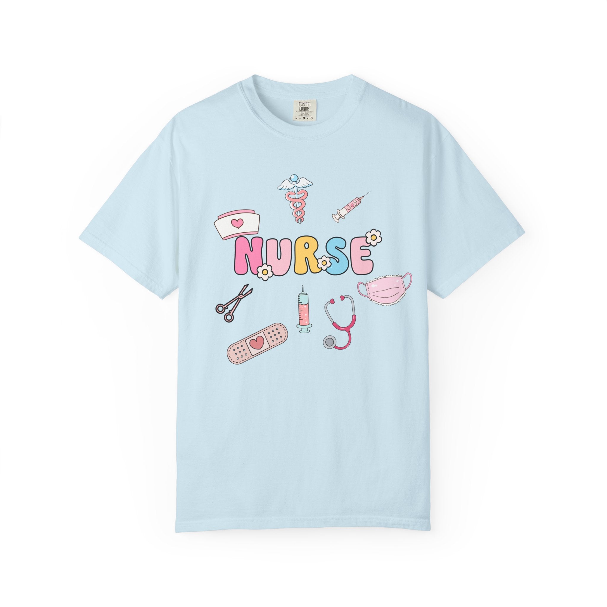 Nurse Cute Icons T-Shirt | Pastel Medical Graphic Tee for Nurses