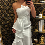 Ivory Straight Neckline Maxi Dress