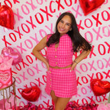 Pink Houndstooth Button Set