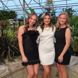 BLACK RUFFLE MINI STRAPLESS DRESS