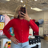 RED LONG SLEEVE CARDIGAN