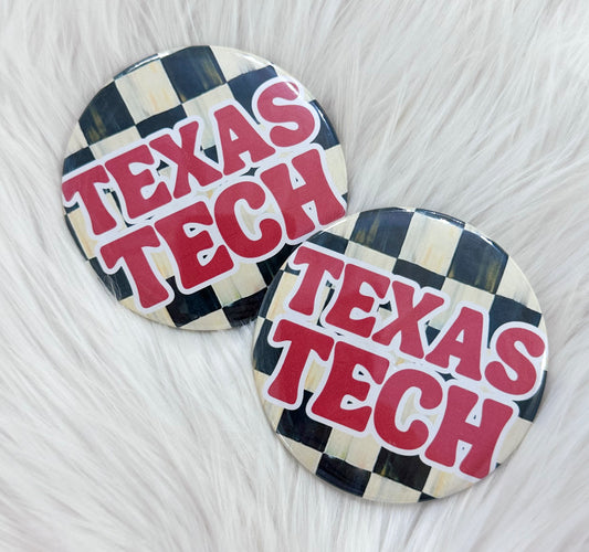 TEXAS TECH CHECKERED BUTTON