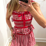 RED & WHITE GINGHAM SKORT SET