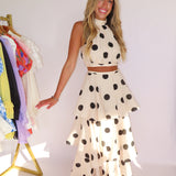 POLKA DOT HALTER TOP + MAXI SKIRT SET