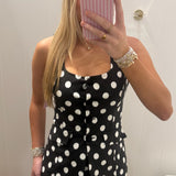 BLACK & WHITE POLKA DOT LINEN ROMPER
