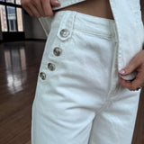 WHITE SOLID WOVEN PANT