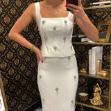 White Embellished Studded Set