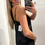 BLACK LACE SATIN TANK TOP