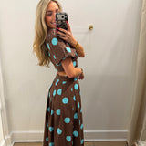 BROWN & BLUE POLKA DOT MAXI SET