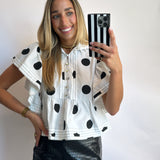 POLKA DOT RUFFLE PINTUCK TOP