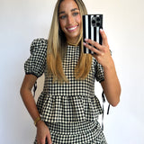 BLACK GINGHAM RUFFLE SET
