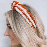 ORANGE/ WHITE SEQUIN HEADBAND