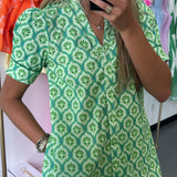 GREEN FLORAL RUFFLE MIDI DRESS