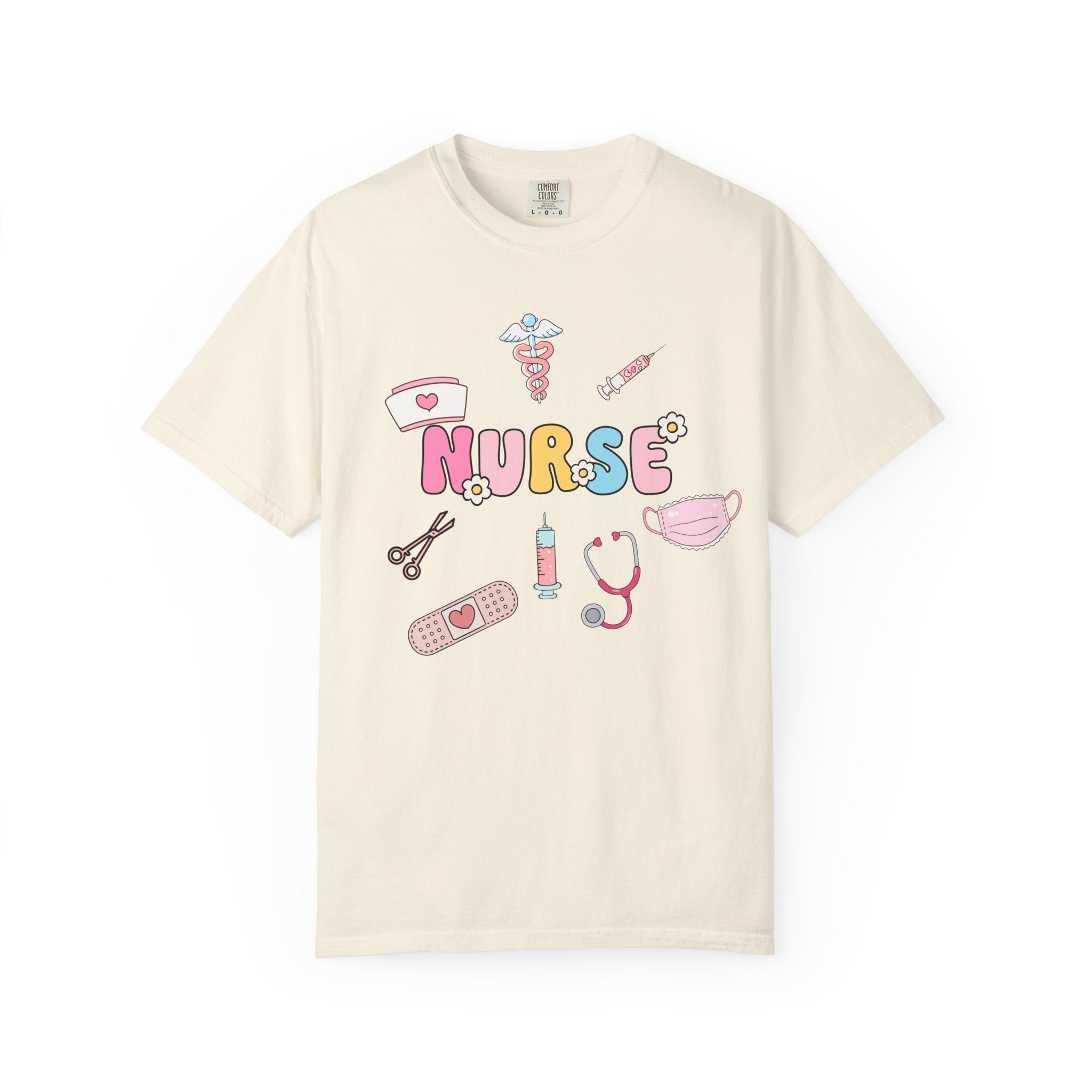 Nurse Cute Icons T-Shirt | Pastel Medical Graphic Tee for Nurses