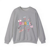 Nurse Medical Icons Crewneck Sweatshirt – Cute Nurse Graphic Pullover