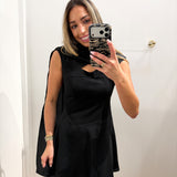 BLACK CHIFFON SCARF DRESS