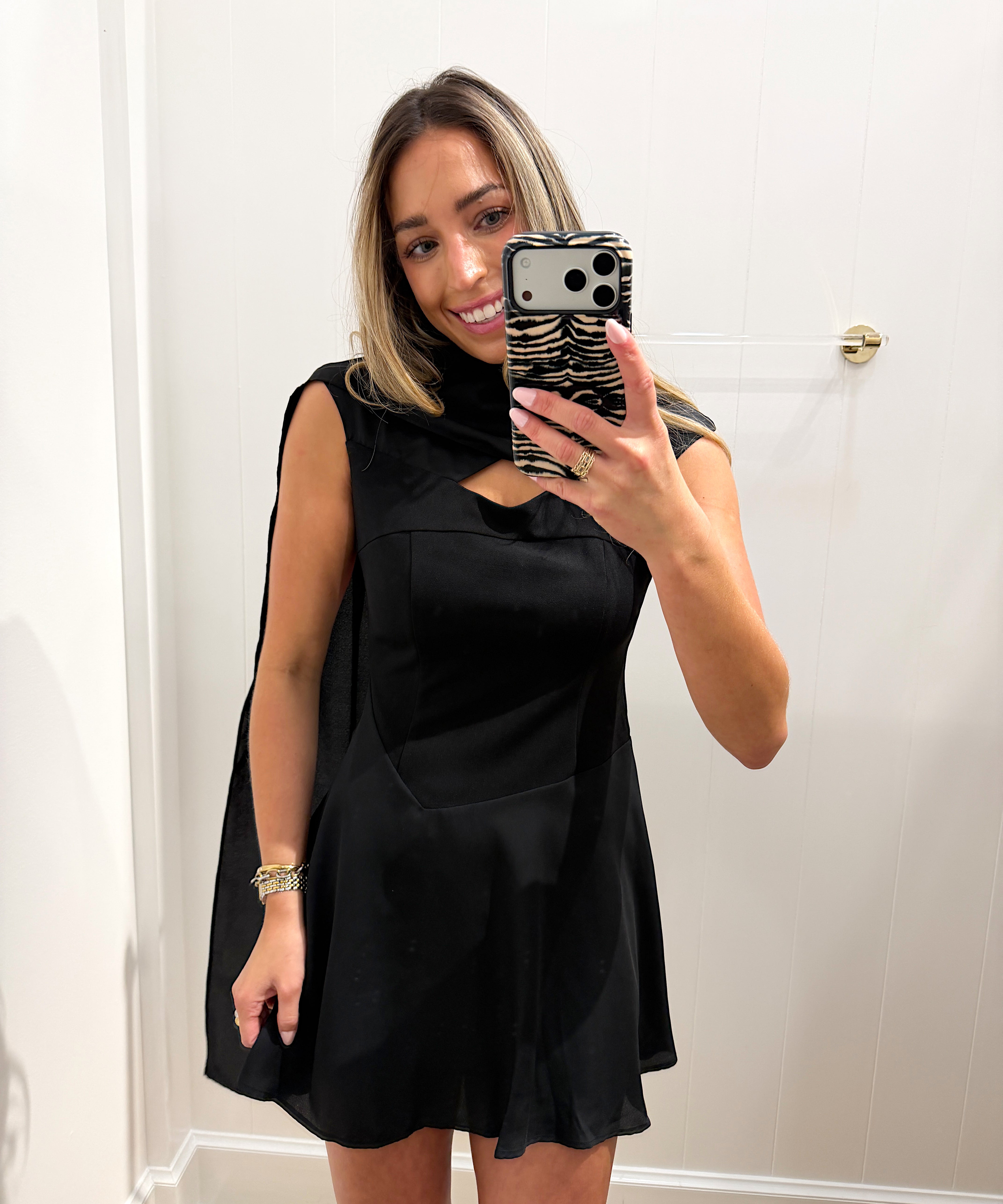 BLACK CHIFFON SCARF DRESS