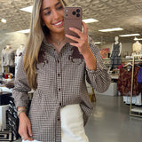 WF HORSE PLAID BUTTON UP TOP
