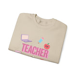 Teacher Icons Crewneck Sweatshirt — Cute Pink School Graphics