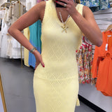 BUTTER YELLOW CROCHET TIE DRESS