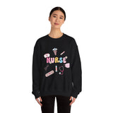 Nurse Medical Icons Crewneck Sweatshirt – Cute Nurse Graphic Pullover