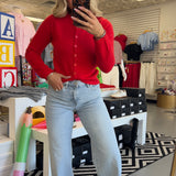 RED LONG SLEEVE CARDIGAN
