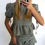 BLACK GINGHAM RUFFLE SET