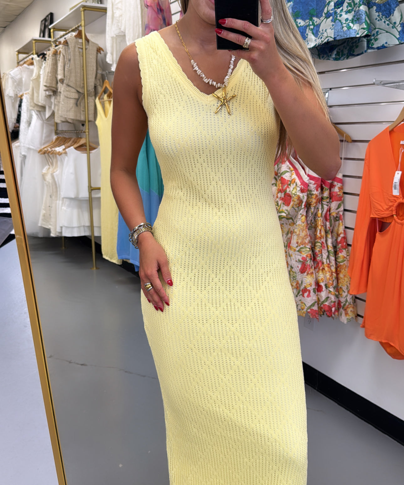 BUTTER YELLOW CROCHET TIE DRESS