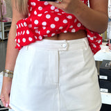WHITE DENIM A LINE MINI SKORT