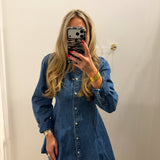 DENIM LONG SLEEVE BUTTON DRESS