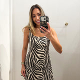 LBK CREAM ZEBRA OPEN BACK DRESS