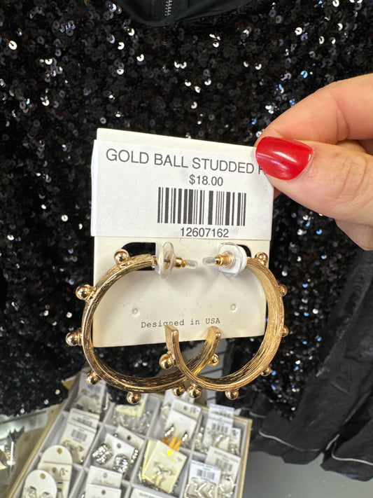 GOLD BALL STUDDED HOOP