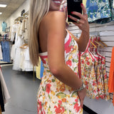 FLORAL HALTER LACE DRESS