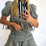 BLACK GINGHAM RUFFLE SET