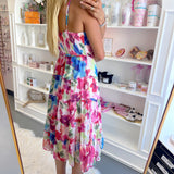 FLORAL BUTTON UP MIDI DRESS (size medium left)