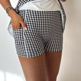 Black Gingham Lace Ruffle Athletic Dress