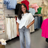 WHITE OVERSIZED CUFF TOP